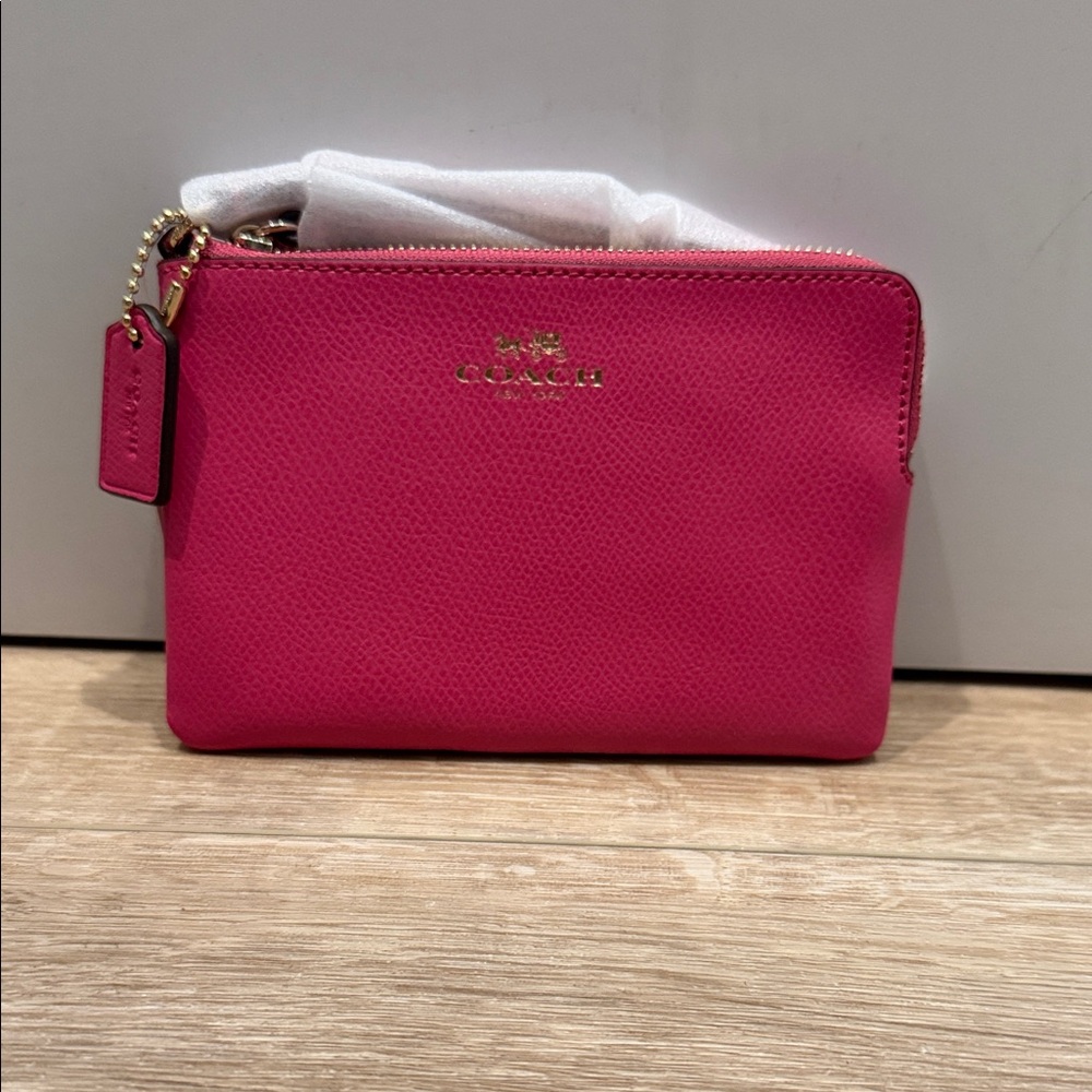 Coach Fuchsia Leather Wristlet